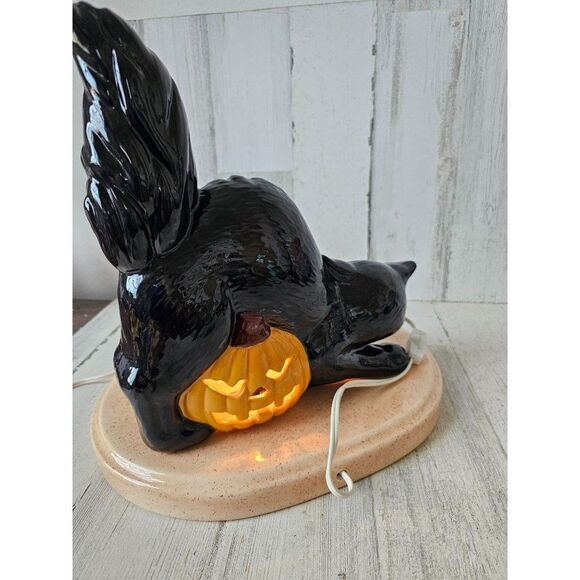Vintage ceramic cat Halloween home decor pumpkin - Picture 6 of 9